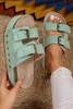 Suede Buckle Decor Footbed Sandal Slippers