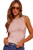 Apricot Pink Plain Ruched Side Slim Tank Top