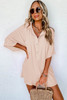 Apricot Half Button Collared Loose Romper Apricot Half Button Collared Loose Romper