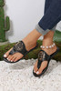 Black Metal Décor Leather Thong Slippers Black Metal Décor Leather Thong Slippers