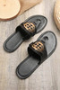Black Metal Décor Leather Thong Slippers Black Metal Décor Leather Thong Slippers