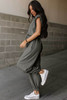 Medium Grey Cap Sleeve Open Back Drawstring Jogger Jumpsuit