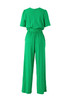 Bright Green Wrap V Neck Belted Elegant Jumpsuit