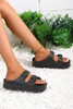 Black Double-buckle EVA Slippers