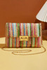 Strawberry Pink Bohemian Woven Gold Chain Shoulder Bag Strawberry Pink Bohemian Woven Gold Chain Shoulder Bag