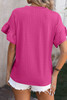 Bright Pink Ruffle Sleeve Textured Top