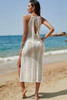 White Tassel Tie Halter Pothole Detail Split Beach Dress