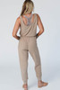 Smoke Gray Drawstring Pockets Notched Neck Sleeveless Jogger Jumpsuit