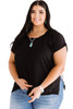 Black Plus Size Cheetah Back Rolled Cuffs T-shirt