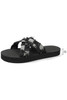 Black Colorblock Plaid Canvas Cross Strap Slippers
