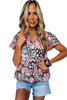 Pink Ricrac Floral Tiered Short Sleeve Blouse