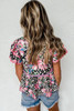 Pink Ricrac Floral Tiered Short Sleeve Blouse Pink Ricrac Floral Tiered Short Sleeve Blouse