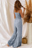 Dusk Blue Thin Straps Smocked Bodice Wide Leg Floral Jumpsuit Dusk Blue Thin Straps Smocked Bodice Wide Leg Floral Jumpsuit