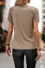 Pale Khaki Seamed Detail Contrast Lace Raglan Sleeve Tee