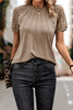 Pale Khaki Seamed Detail Contrast Lace Raglan Sleeve Tee