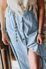 Mist Blue Fully Buttoned Long Denim Skirt