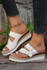 White Buckled Straps Slip-on Wedge Slippers