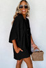 Black Half Button Collared Loose Romper Black Half Button Collared Loose Romper