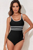 Black Contrast Trim Colorblock U Neck One Piece Swimwear Black Contrast Trim Colorblock U Neck One Piece Swimwear