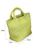 Pear Green Woven Hand Bag with Pouch