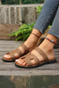 Brown Cut Out H Shape Band PU Leather Slippers