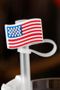 White American Flag Print PVC Soft Plastic Straw Lid