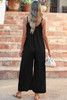 Black Adjustable Knotted Spaghetti Straps Wide Leg Jumpsuit