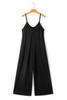 Black Adjustable Knotted Spaghetti Straps Wide Leg Jumpsuit