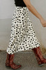 Beige Leopard Spots Printed Split Hem Midi Skirt