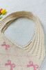 Beige Sweet Bowknot Textured Strap Knit Shoulder Bag