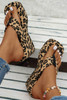 Light French Beige Leopard Platform Wedge Flip Flops