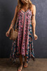 Pink Bohemian Floral Patchwork Print Long Sundress Pink Bohemian Floral Patchwork Print Long Sundress