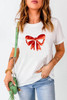 White Bowknot Graphic Casual T Shirt