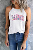 White Chic Leopard MAMA Letter Embroidered Tank Top