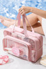 Pink Waterproof Multi Pockets Transparent Travel Makeup Bag