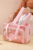 Pink Waterproof Multi Pockets Transparent Travel Makeup Bag