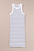 White Stripe Ribbed Knit Tank Mini Dress