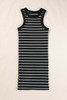 Black Stripe Ribbed Knit Tank Mini Dress