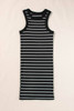 Black Stripe Ribbed Knit Tank Mini Dress