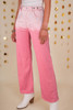 Pink Scattering Rhinestone Gradient Denim Pants