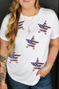 White Sequin American Flag Star Pattern Plus Size Tee