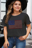 Black Rhinestone American Flag Plus Size Graphic T Shirt