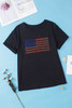 Black Rhinestone American Flag Plus Size Graphic T Shirt