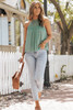 Mist Green Crochet Splicing Halter Flowy Tank Top