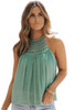 Mist Green Crochet Splicing Halter Flowy Tank Top