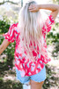 Rose Abstract Print Smocked Puff Sleeve V Neck Blouse Rose Abstract Print Smocked Puff Sleeve V Neck Blouse