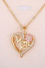 Gold Mom Rhinestone Flower Hollow-out Heart Necklace Gold Mom Rhinestone Flower Hollow-out Heart Necklace