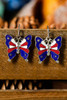 Dark Blue Stars and Stripes Print Butterfly Shape Hook Earrings Dark Blue Stars and Stripes Print Butterfly Shape Hook Earrings