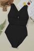 Black Deep V Neck Crossover Backless Ruched High Cut Monokini