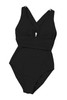 Black Deep V Neck Crossover Backless Ruched High Cut Monokini